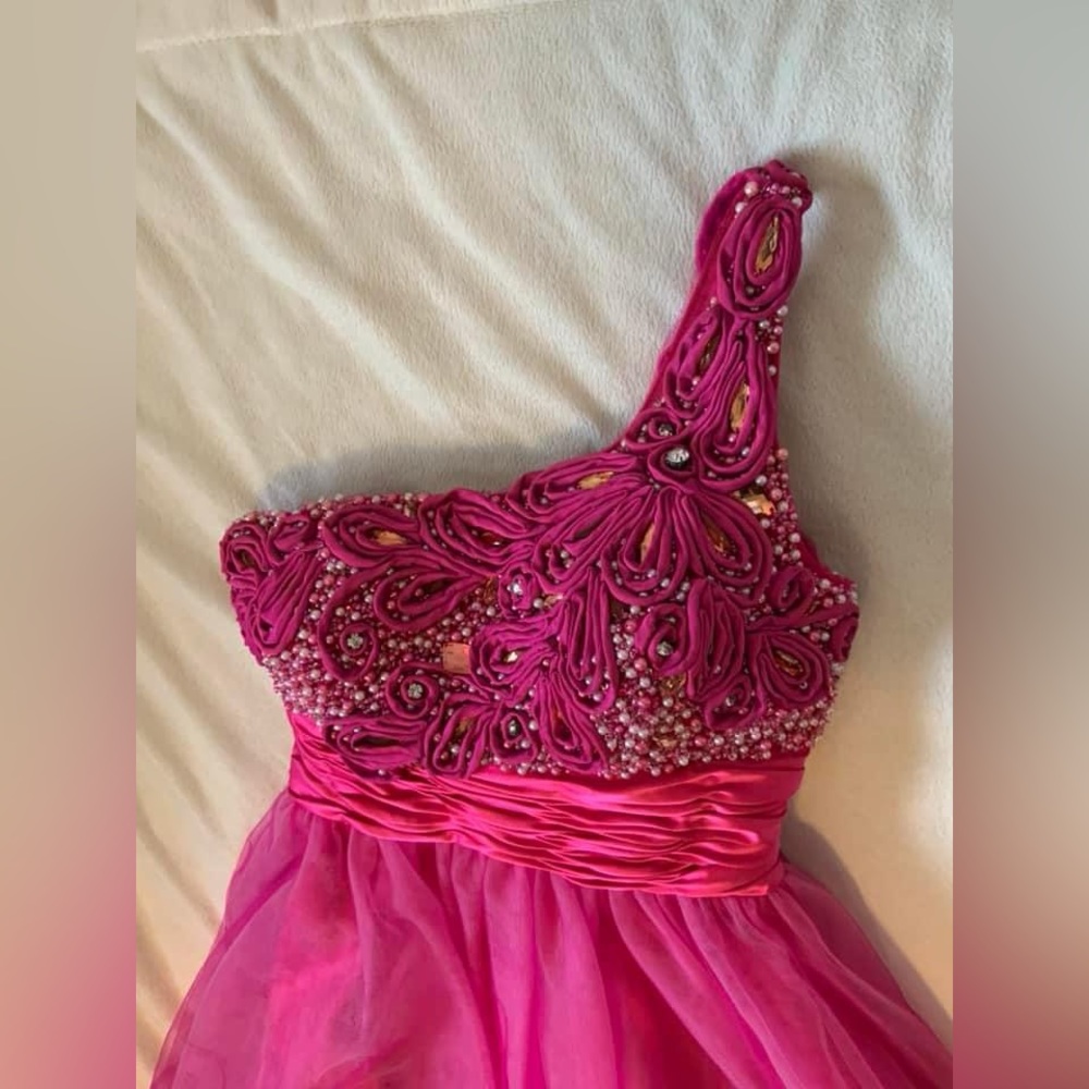 Blush Prom Style # 9279 Pink One Shoulder Cocktail Dress size 2 - Picture 8 of 12